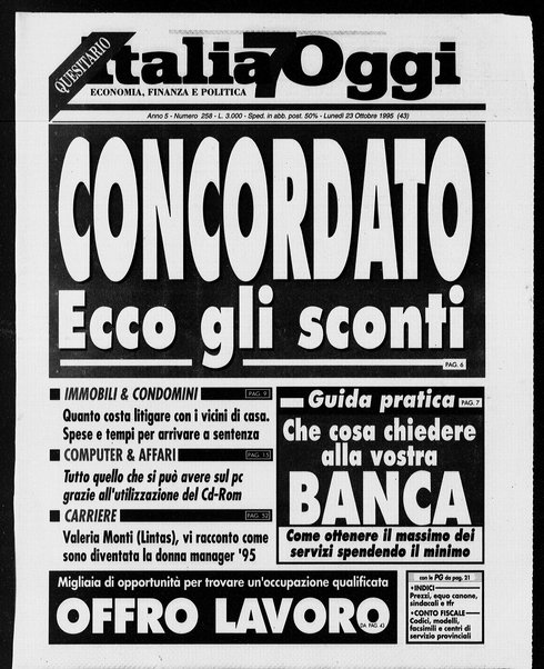 Italia oggi : quotidiano di economia finanza e politica